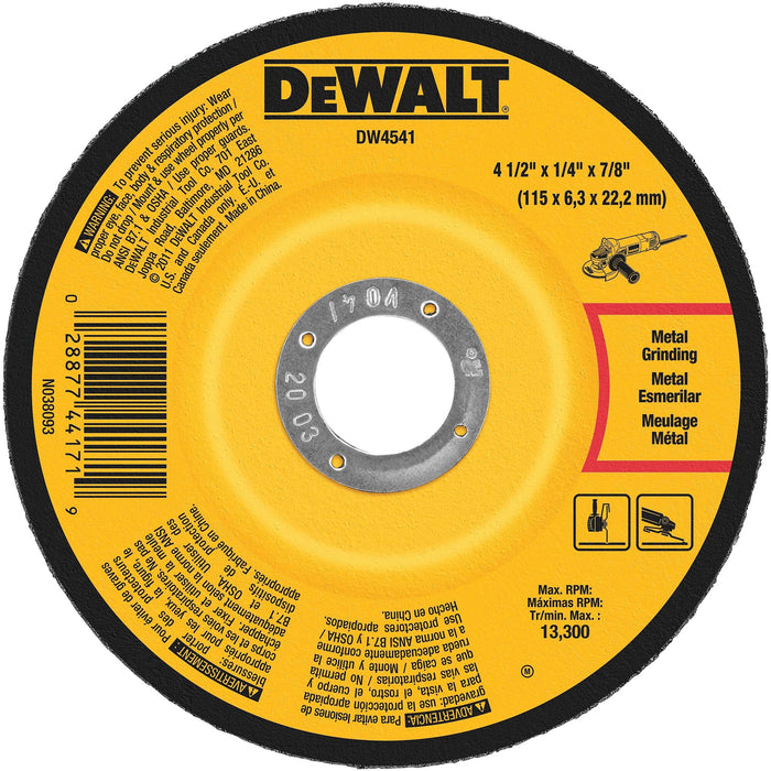 DEWALT 4" x 1/4" x 5/8" Metal & Stainless Grinding Wheel