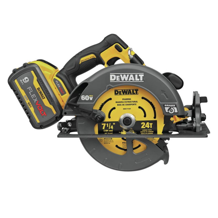 DEWALT FLEXVOLT 60V MAX Cordless Brushless 7-1/4 in. Sidewinder Style Circular Saw with Brake with (1) FLEXVOLT 9.0Ah Battery