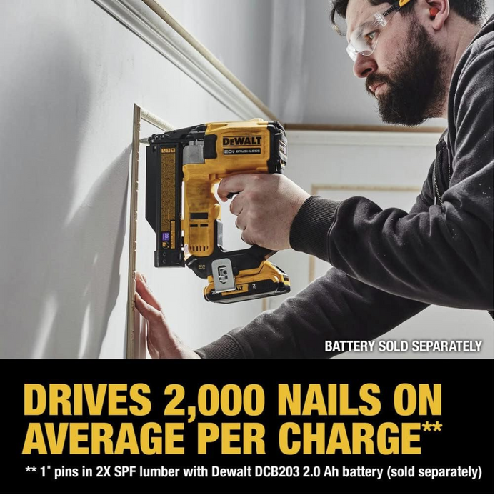 DEWALT ATOMIC Compact Series™ 20V MAX* Brushless Cordless 23 Ga. Pin Nailer (Tool Only)