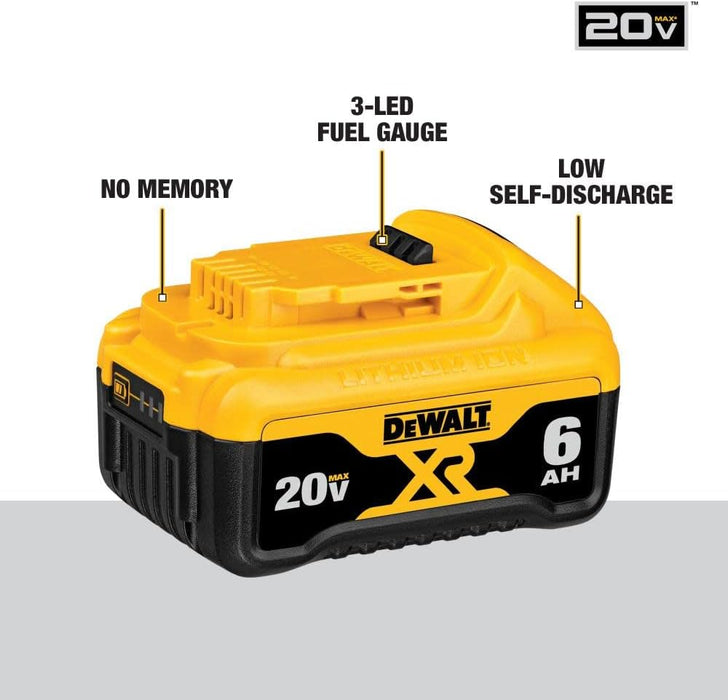 DEWALT 20V Max Battery, Premium 6.0Ah