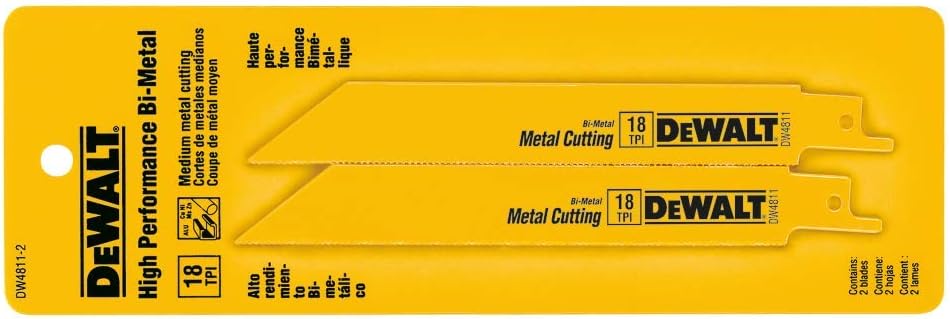 DEWALT Reciprocating Saw Blades, Straight Back, 6-Inch, 18 Tpi, 2-Pack