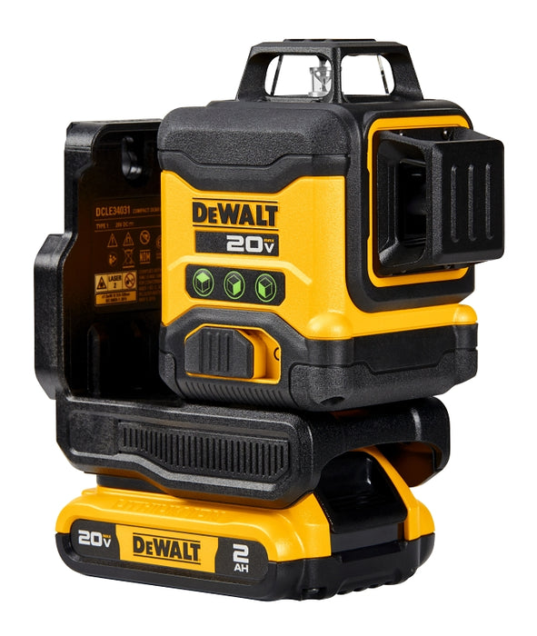 DeWALT DCLE34031D1 Line Laser Kit, 130 ft, +/-1/8 in Accuracy, 2 -Beam, 3 -Line, Green Laser