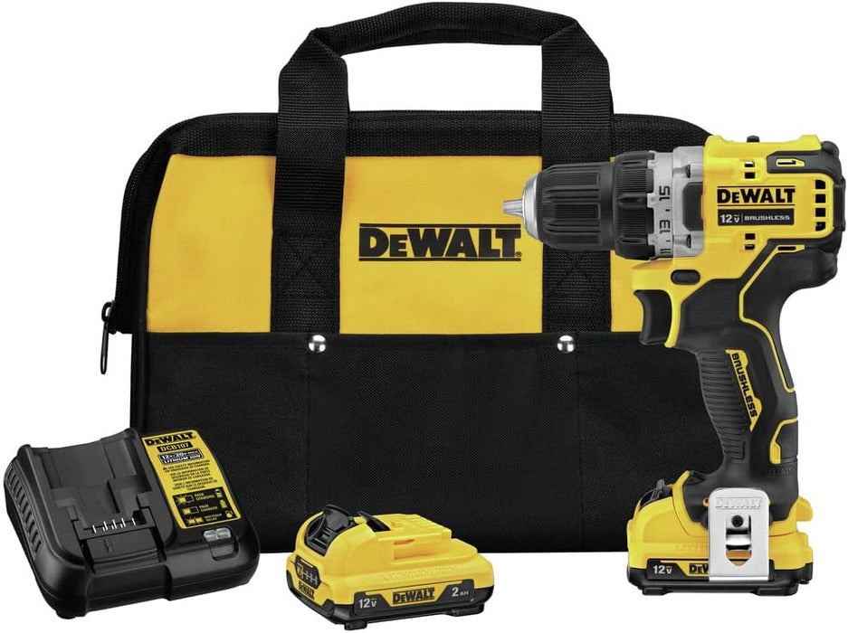 DEWALT 12V MAX* XTREME Cordless Brushless 3/8 in Drill Driver Kit (2) Lithium Ion Batteries with Charger