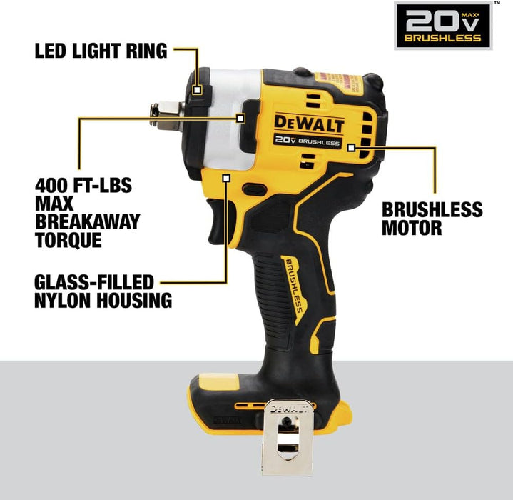 DEWALT 20V MAX* 1/2" Impact Wrench with Hog Ring Anvil (Tool Only)