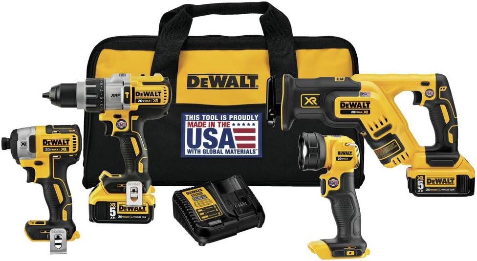 DEWALT 20V Max Xr Cordless Drill Combo Kit, 4-Tool