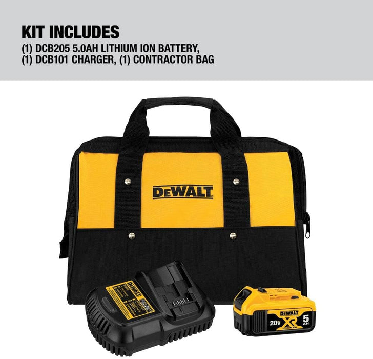 DEWALT 20V MAX* Battery and Charger Kit with Bag, 5.0Ah