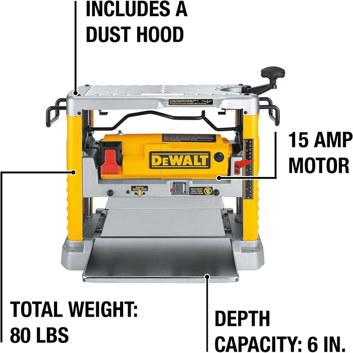 DEWALT 12-1/2 in. Thickness Planer with Three Knife Cutter-Head, 15-Amp