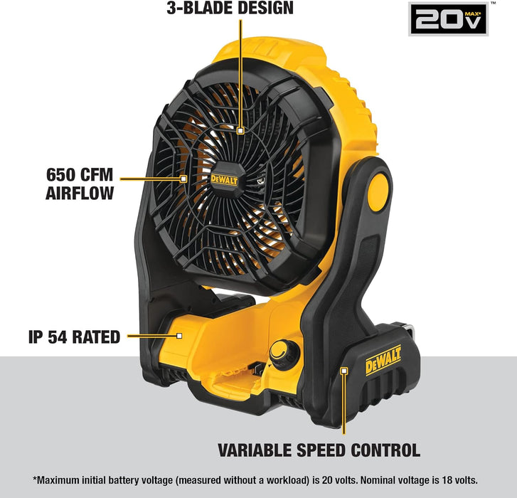 DEWALT 20V MAX* Cordless Jobsite Fan, Tool Only