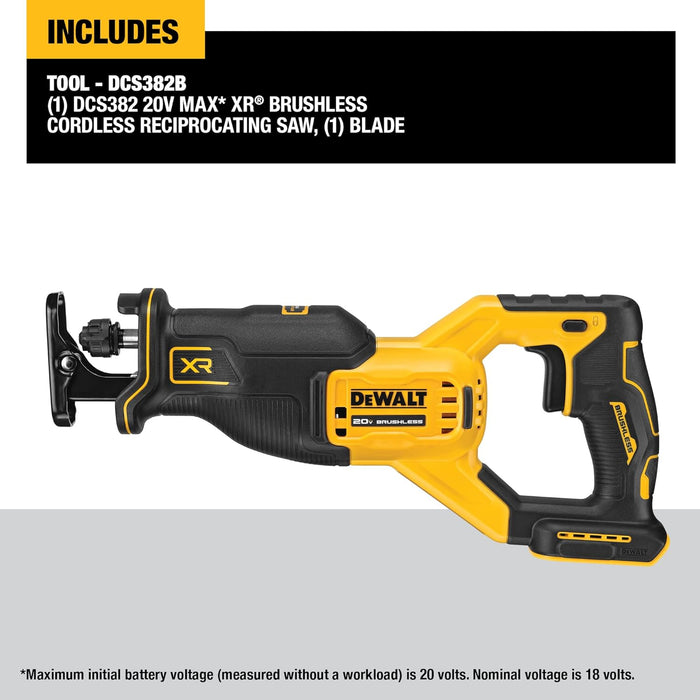 DEWALT 20V MAX XR Cordless Brushless Reciprocating Saw (Tool Only)