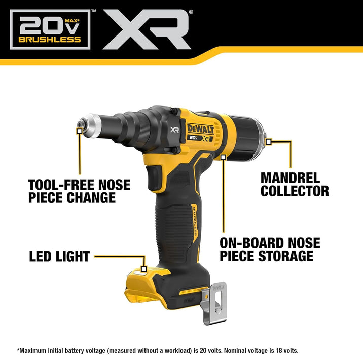 DEWALT 20V MAX* XR Brushless Cordless 3/16" Rivet Tool (Tool Only)