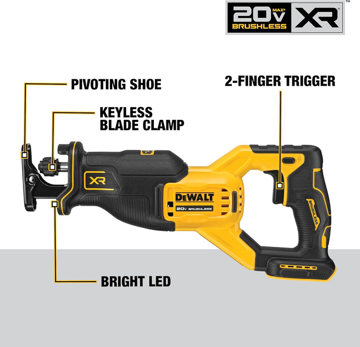 DEWALT 20V MAX XR Cordless Brushless Reciprocating Saw (Tool Only)