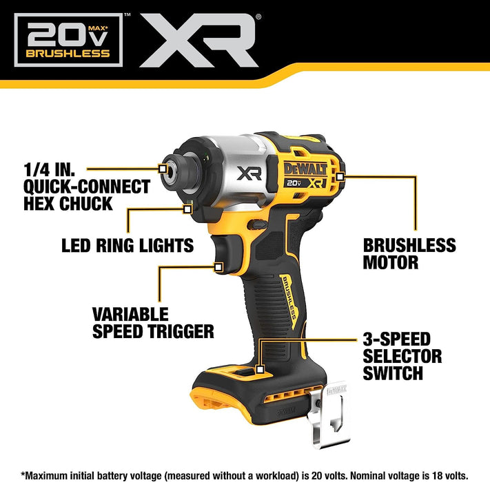 DEWALT 20V MAX* XR 3-Speed Impact Driver Kit with POWERSTACK Battery