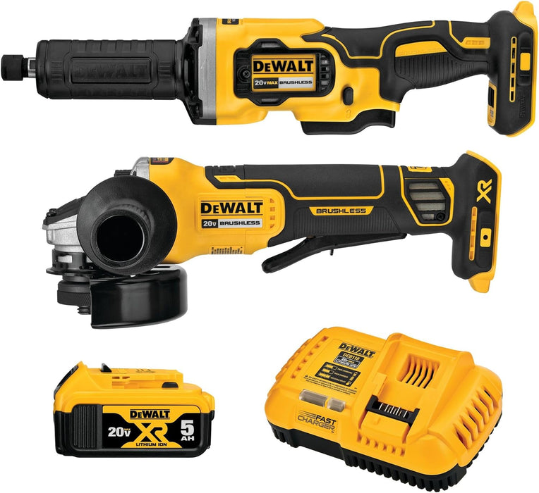 DEWALT 20V Max* Xr Angle Grinder Kit, 4.5-Inch Paddle Switch Small Angle Grinder And 1-1/2-Inch Die Grinder, 2-Tool