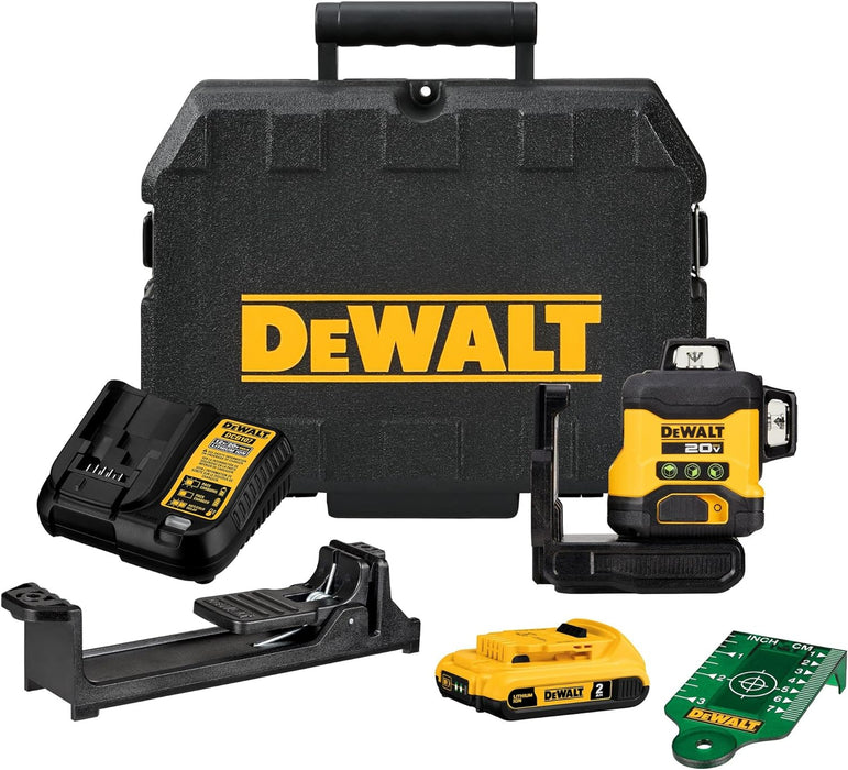 DeWALT DCLE34031D1 Line Laser Kit, 130 ft, +/-1/8 in Accuracy, 2 -Beam, 3 -Line, Green Laser