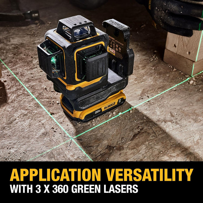 DeWALT DCLE34031D1 Line Laser Kit, 130 ft, +/-1/8 in Accuracy, 2 -Beam, 3 -Line, Green Laser