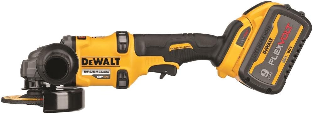 DEWALT FLEXVOLT 60V MAX Cordless Brushless 4.5 in. - 6 in. Small Angle Grinder and (2) FLEXVOLT 9.0Ah Batteries