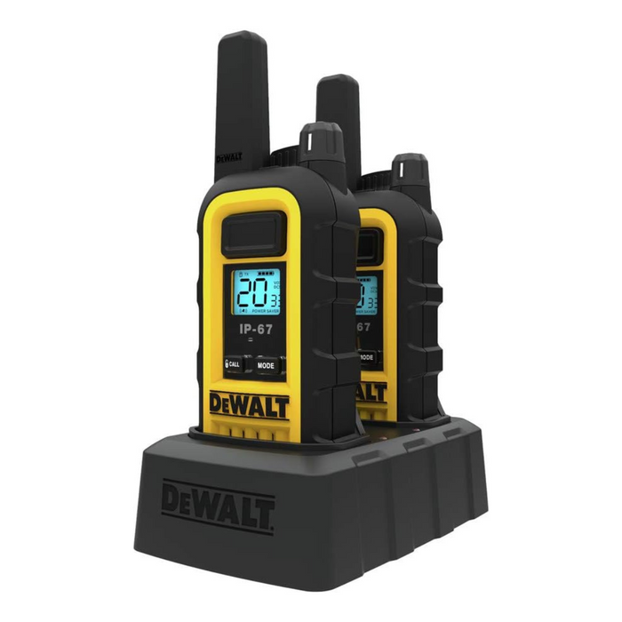 DEWALT DXFRS300 1 Watt Heavy Duty Walkie Talkies - Waterproof, Shock Resistant, Long Range & Rechargeable Two-Way Radio with VOX (2 Pack)