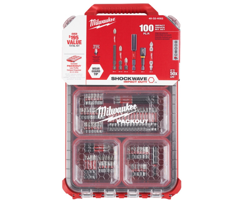 Milwaukee SHOCKWAVE Impact Duty Alloy Steel Screw Driver Bit Set with PACKOUT Case (100-Piece)