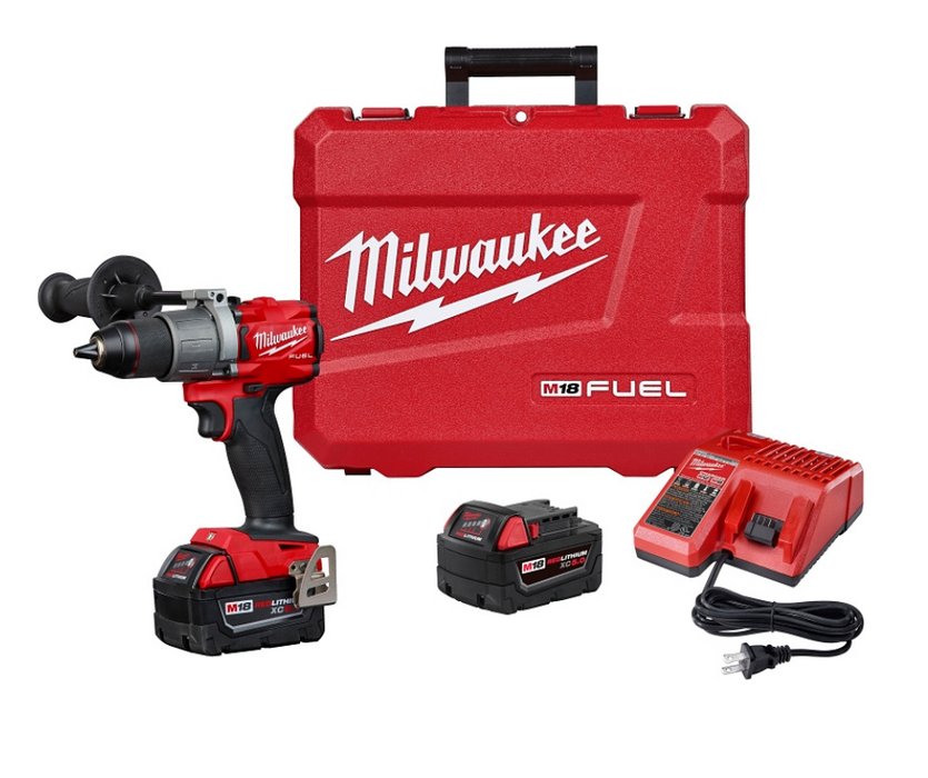 Milwaukee M18 FUEL 18V Lithium-Ion Brushless Cordless 1/2 in. Drill/Driver Kit W/(2) 5.0Ah Batteries, Charger, and Hard Case