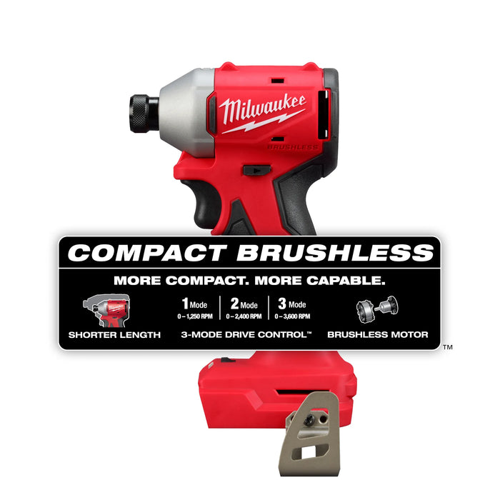 Milwaukee M18 18V Lithium-Ion Compact Brushless Cordless 1/4 in. Impact Driver (Tool-Only)