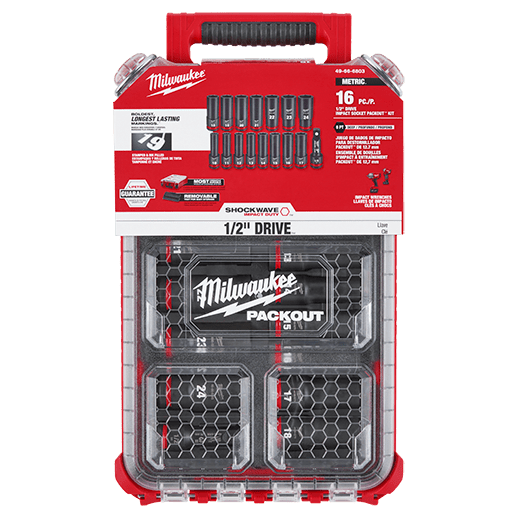 Milwaukee SHOCKWAVE Impact Duty 1/2" Drive Metric Deep Well PACKOUT Socket Set (16-Piece)