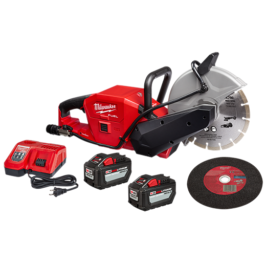 Milwaukee M18 FUEL ONE-KEY 18V Lithium-Ion Brushless Cordless 9 in. Cut Off Saw Kit W/(2) 12.0Ah Batteries & Rapid Charger