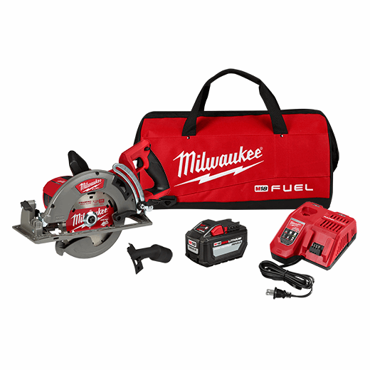 Milwaukee M18 FUEL 18V 7-1/4 in. Lithium-Ion Cordless Rear Handle Circular Saw Kit with 12.0 Ah Battery and Rapid Charger