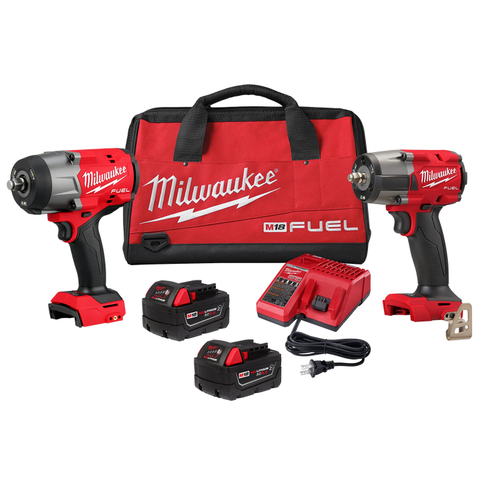 Milwaukee M18 FUEL 18-Volt Lithium-Ion Brushless Cordless High Torque 1/2 in. and Mid-Torque 3/8 in. Impact Wrench Combo Kit