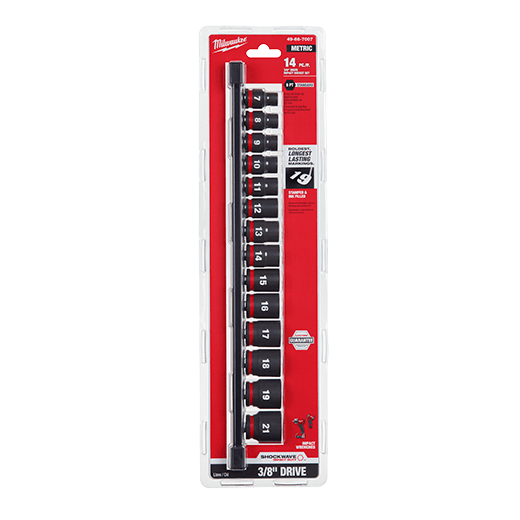 Milwaukee SHOCKWAVE 3/8 in. Drive Metric 6 Point Impact Socket Set (14-Piece)