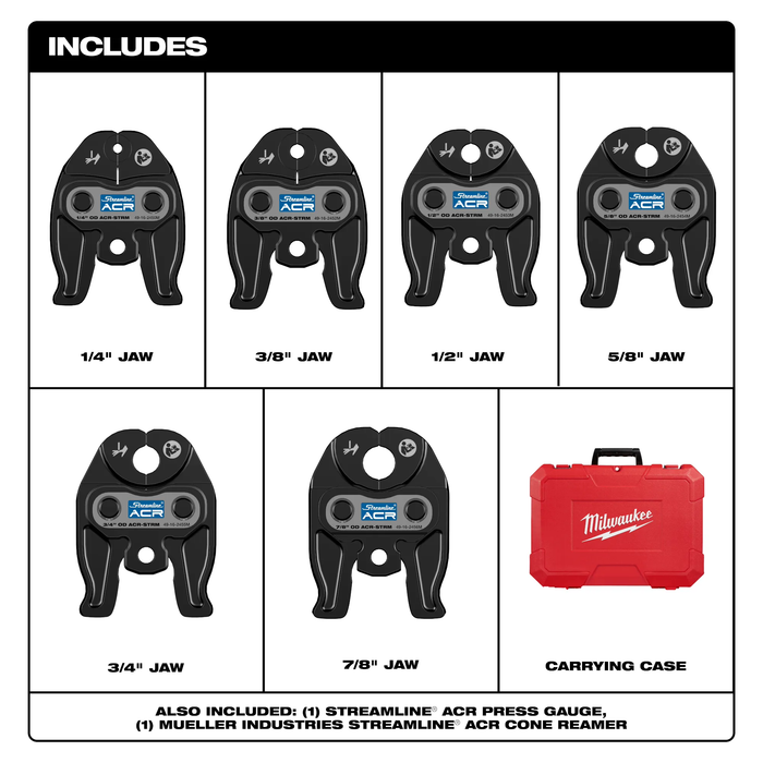 Milwaukee 1/4" - 7/8" Streamline® ACR Press Jaw Kit for M12™ FORCE LOGIC™ Press Tool