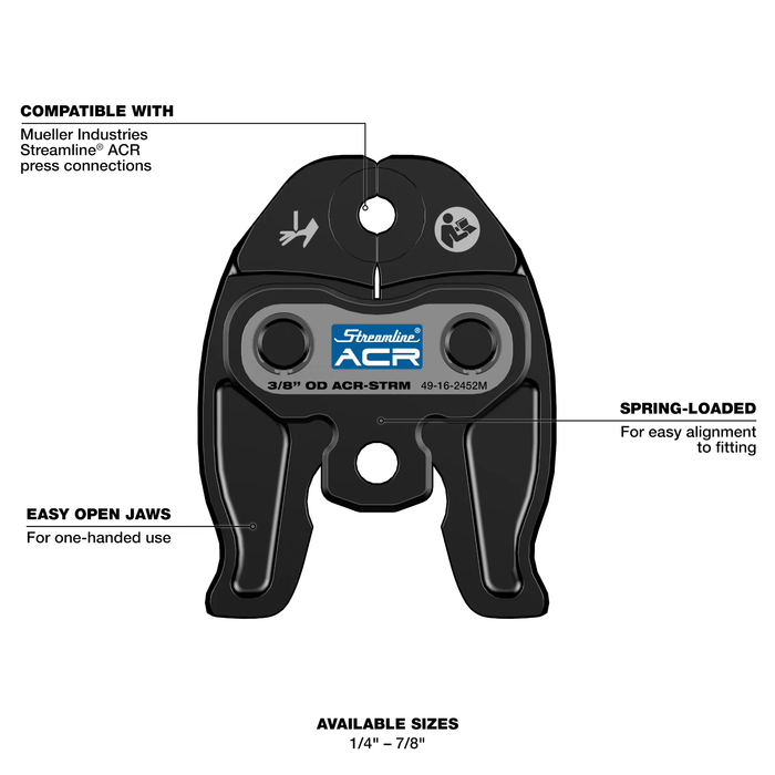 Milwaukee 1/4" - 7/8" Streamline® ACR Press Jaw Kit for M12™ FORCE LOGIC™ Press Tool