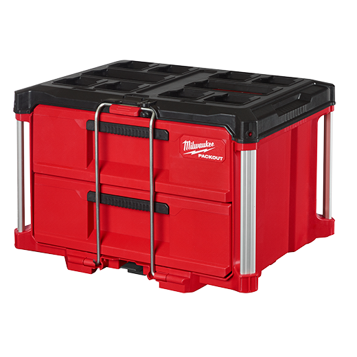 Milwaukee PACKOUT 48-22-8442 Tool Box, 50 lb, Polypropylene, Black/Red, 22.2 in L x 16.3 in W x 14.3 in H Outside