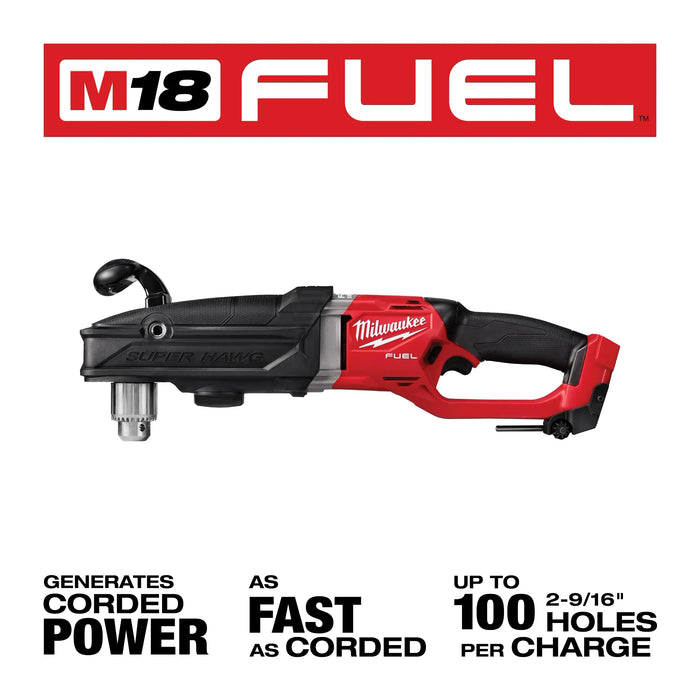 Milwaukee M18 FUEL 18V Lithium-Ion Brushless Cordless GEN 2 SUPER HAWG 1/2 in. Right Angle Drill (Tool-Only)