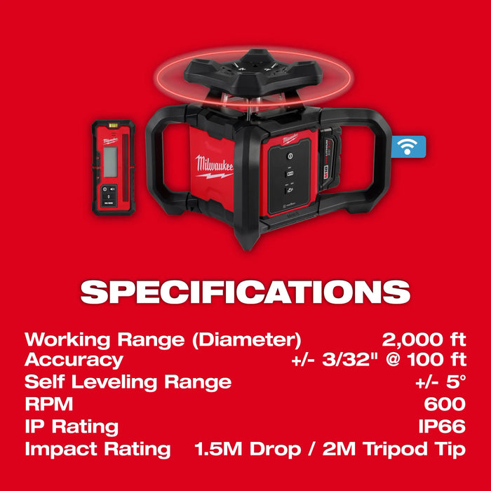 Milwaukee M18™ Red Exterior Rotary Laser Level Kit w/ Receiver