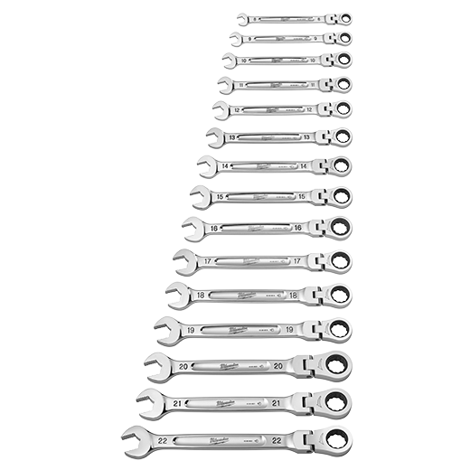 MILWAUKEE 15pc Metric Flex Head Ratcheting Combination Wrench