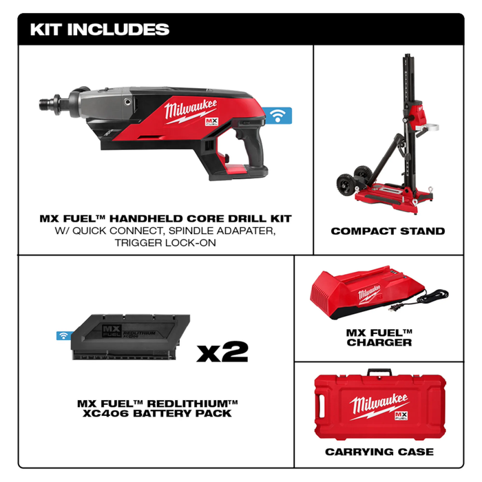 Milwaukee MXF301-2CXS Handheld Core Drill Kit, 790, 1550 rpm Spee