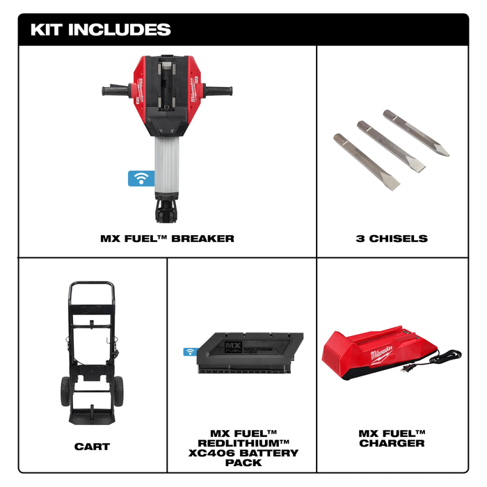 Milwaukee MXF368-1XC Breaker, 1-1/8 in Chuck, Hex Chuck, 1300 bpm, 50 ft-lb Impact Energy