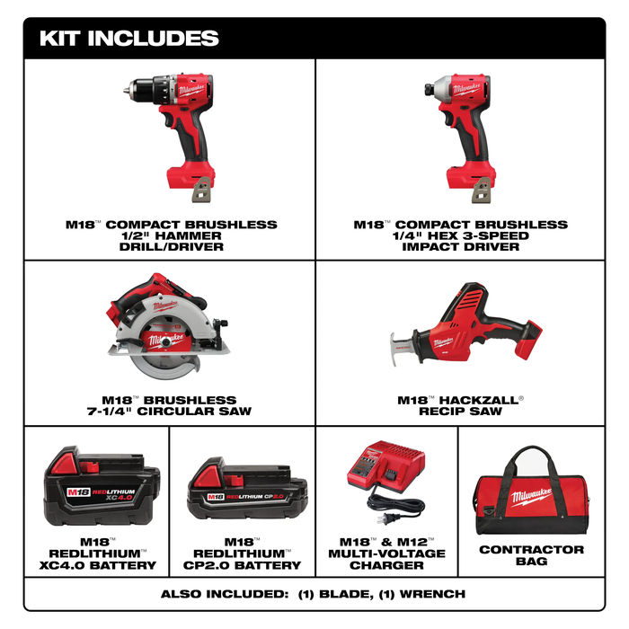 MILWAUKEE - M18™ 4 Tool Combo Kit