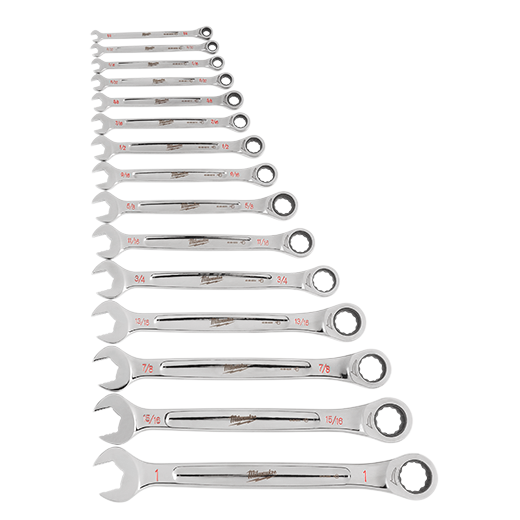 MILWAUKEE - 15pc Ratcheting Combination Wrench Set - SAE