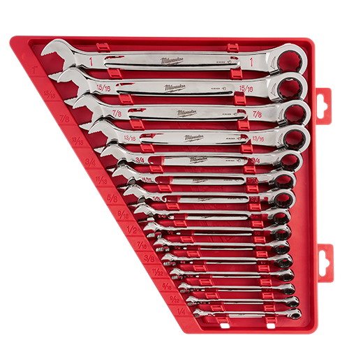 MILWAUKEE - 15pc Ratcheting Combination Wrench Set - SAE