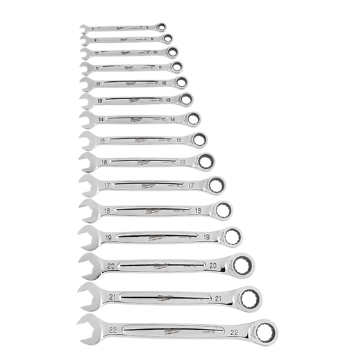 MILWAUKEE - 15pc Ratcheting Combination Wrench Set - Metric