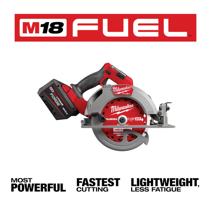 Milwaukee M18 FUEL 2834-21HD Circular Saw Kit, Battery Included, 18 V, 12 Ah, 7-1/4 in Dia Blade