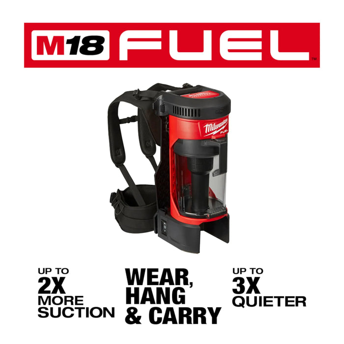 Milwaukee M18 FUEL 18-Volt Lithium-Ion Brushless 1 Gal. Cordless 3-in-1 Backpack Vacuum (Vacuum-Only)