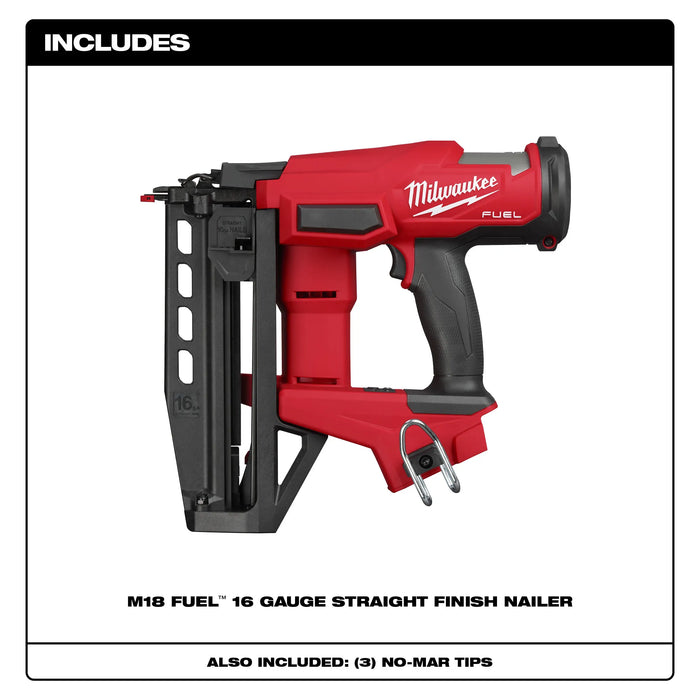 Milwaukee M18 FUEL 18-Volt Lithium-Ion Brushless Cordless Gen ll 16-Gauge Straight Finish Nailer (Tool Only)