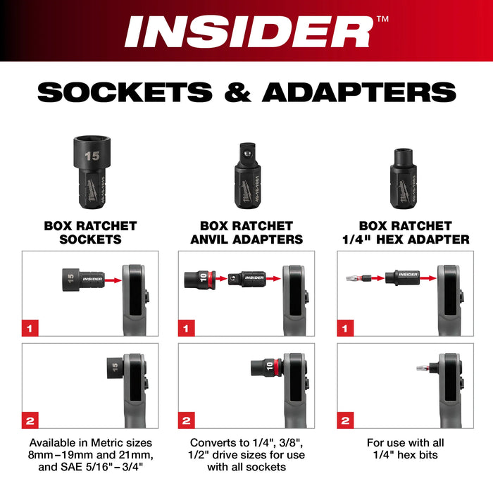 Milwaukee M12 FUEL INSIDER 12V Lithium-Ion Brushless Cordless 1/4 in. - 3/8 in. Extended Reach Box Ratchet (Tool-Only)