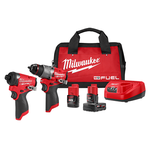 Milwaukee M12 FUEL 12-Volt Lithium-Ion Brushless Cordless Hammer Drill and Impact Driver Combo Kit w/2 Batteries and Bag (2-Tool)