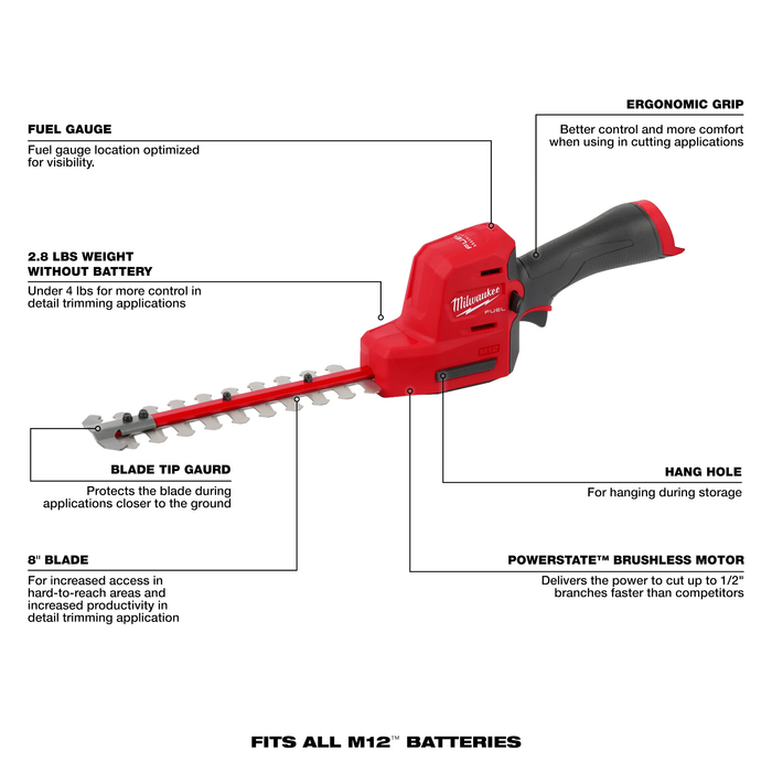 Milwaukee M12 FUEL™ 8" Hedge Trimmer