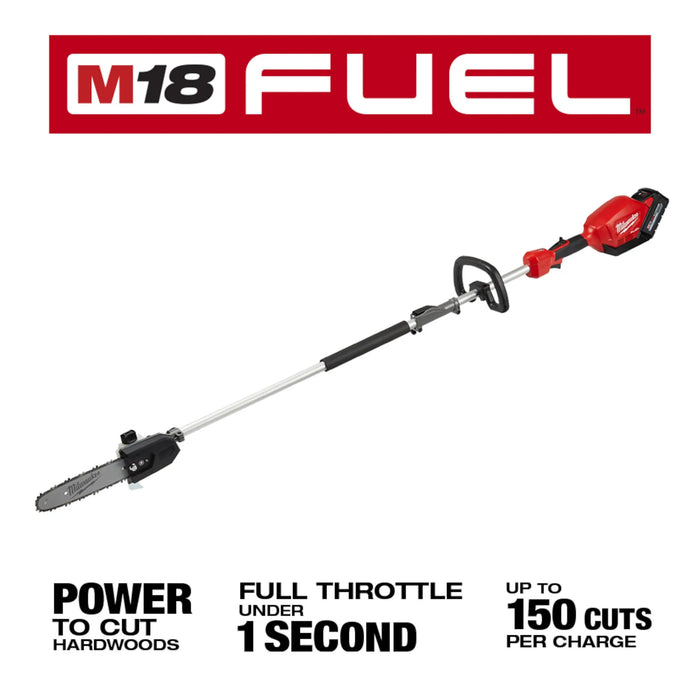 Milwaukee M18 FUEL 10 in. 18V Lithium-Ion Brushless Electric Cordless Pole Saw Kit with Attachment Capability and 8.0 Ah Battery